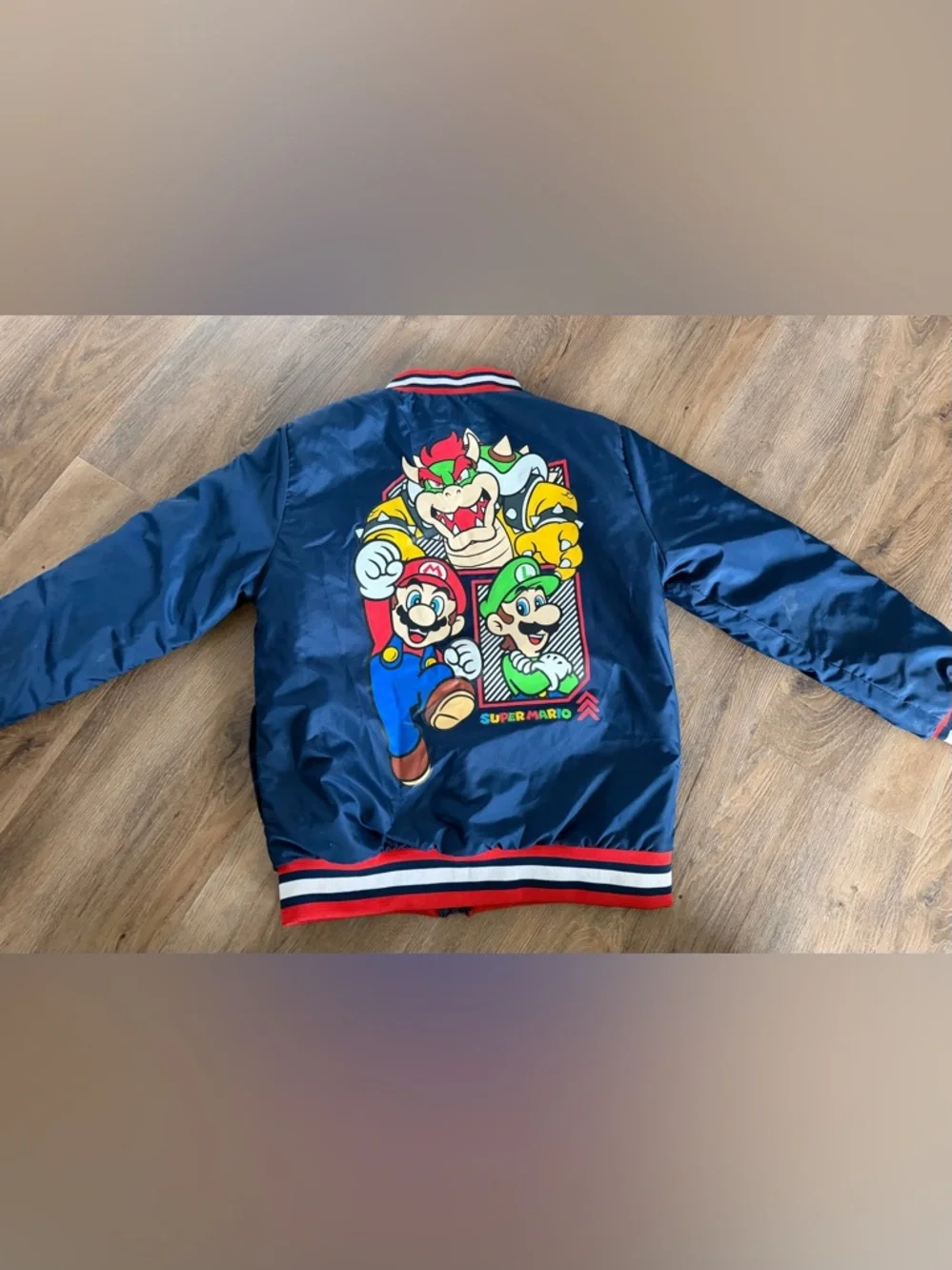Super Mario Power-Up Bomber Jacket, size 10/12 Blue